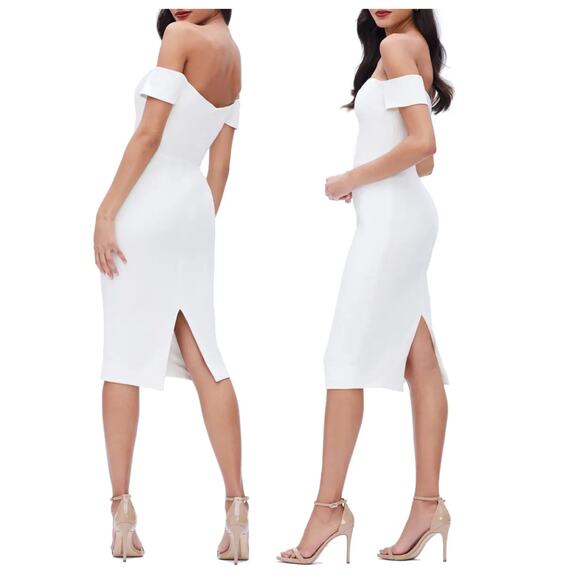 DRESS THE POPULATION Bailey Off the Shoulder Body-Con Dress Size Small - Picture 11 of 11